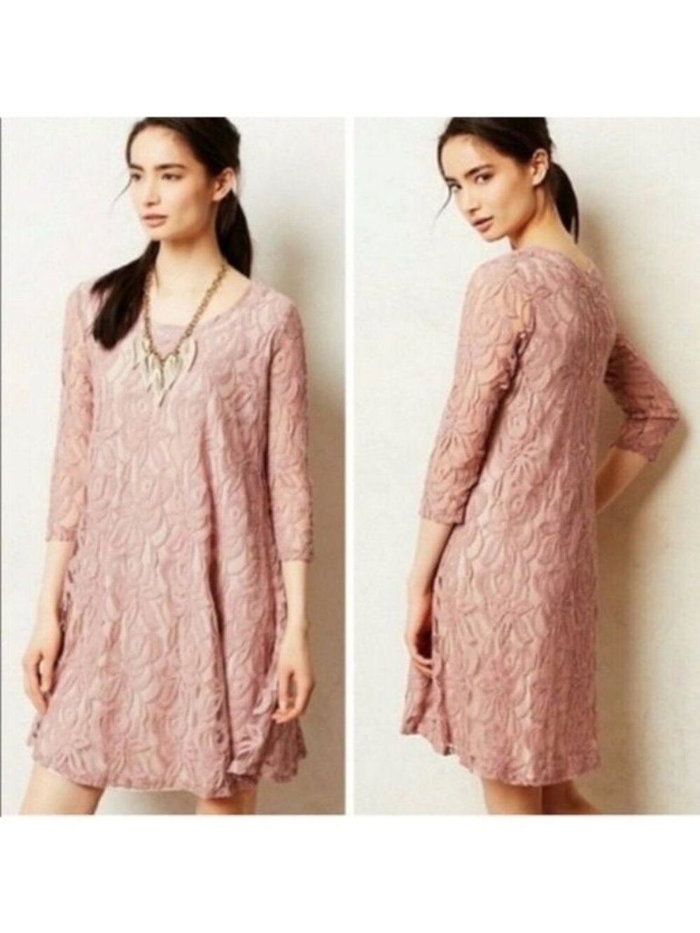 Anthropologie Puella Amare Mauve Lace Dress